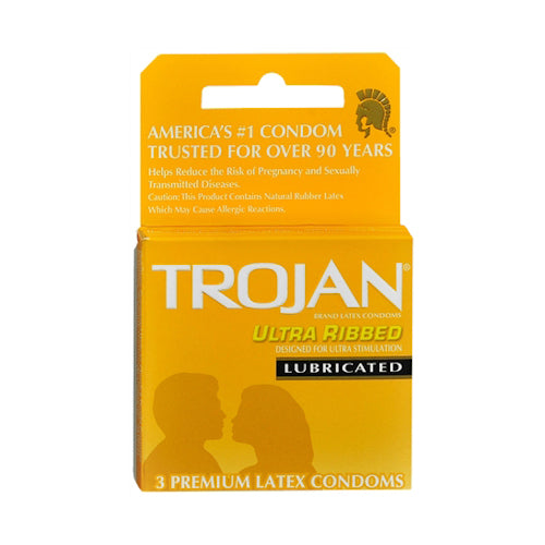 Trojan 3-Pk Ultra Ribbed Lub (Gold) 6-3 pk