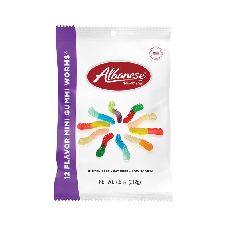 Albenese 12 Flavor Mini Gummi Worms 7.5 oz
