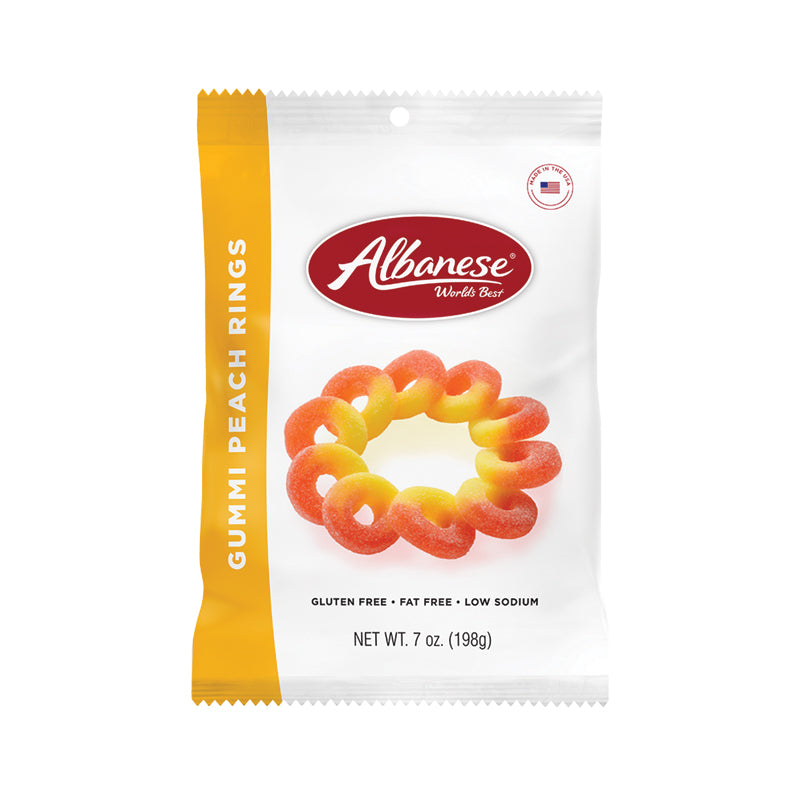 Albenese Gummi Peach Rings 7 oz
