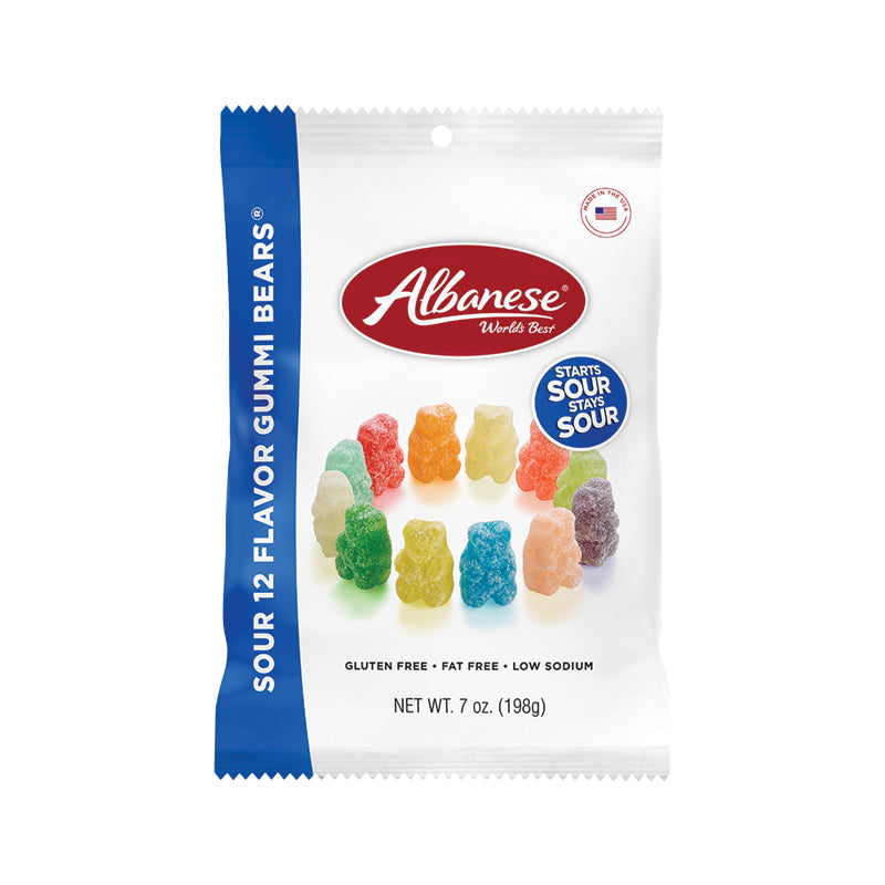 Albenese Sour 12 Flavor Gummi Bears 7 oz