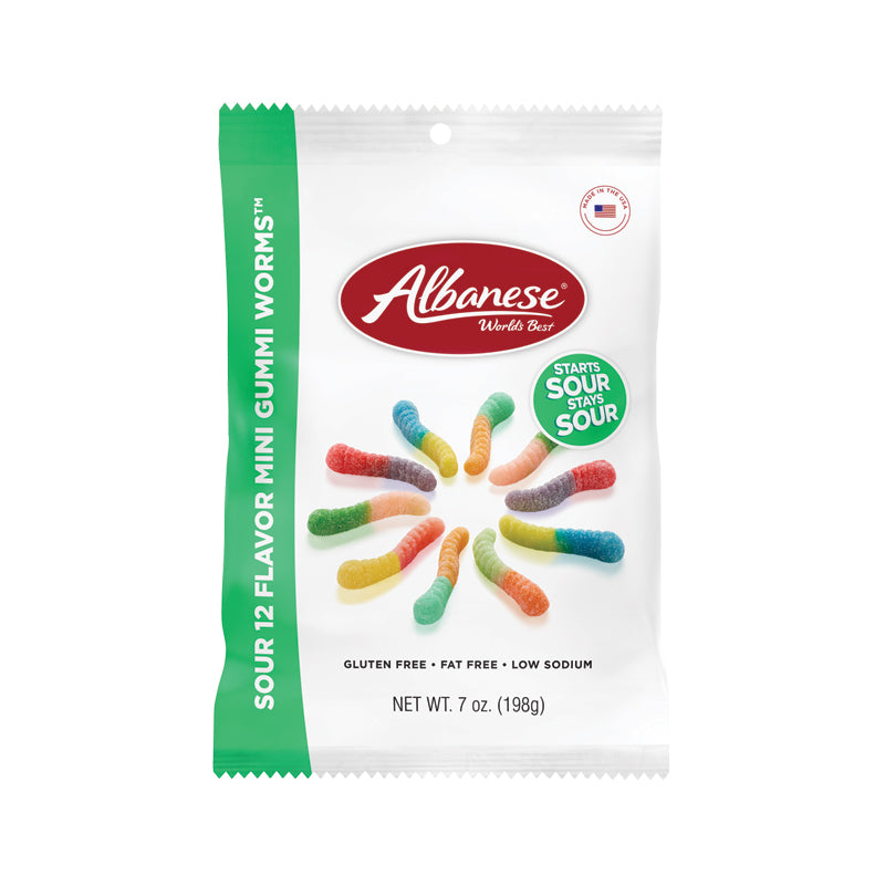Albenese Sour Mini Gummy Worms 7 oz