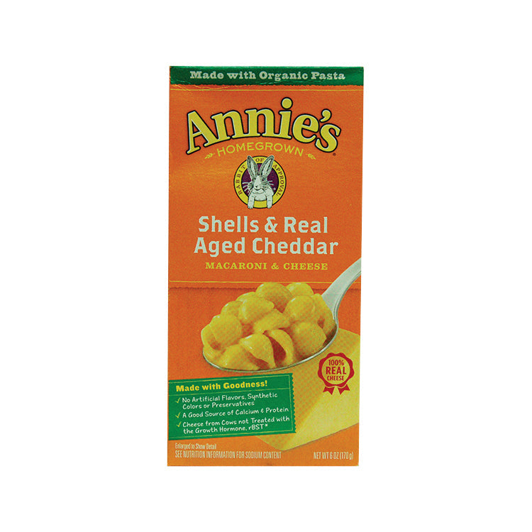 Annies Shell&Wisc Cheddar 6 oz