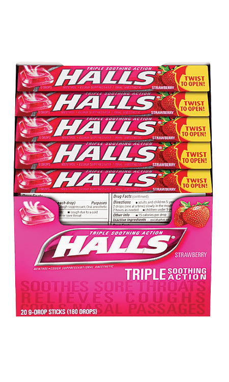Halls Base Stk Strawberry 9 pc